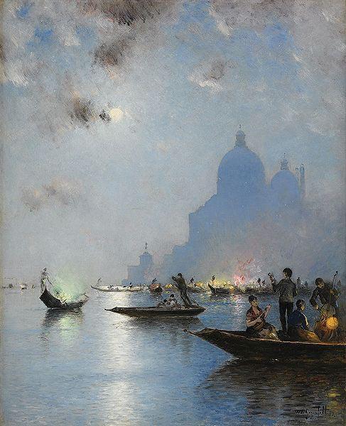 wilhelm von gegerfelt Venice in twilight Sweden oil painting art